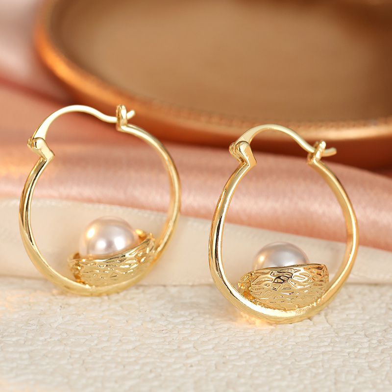 Exquisite Bird's Nest Earrings with Shiny Beads
